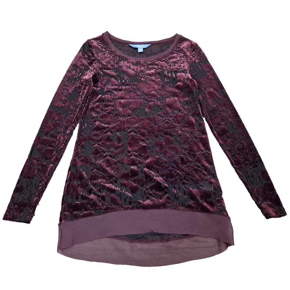 Simply Vera Wang Velvet Burnout Top Sheer Purple PXS Whimsigoth Fairy Grunge